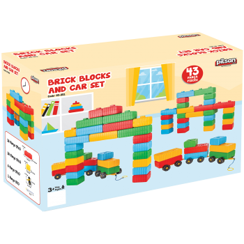 Brick Block And Car Set (43 Pieces)